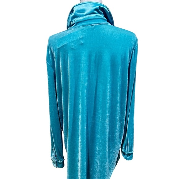 Nwt Soft Surroundings Turquoise Aqua Button-Down velvet Shirt size xl - Picture 7 of 11